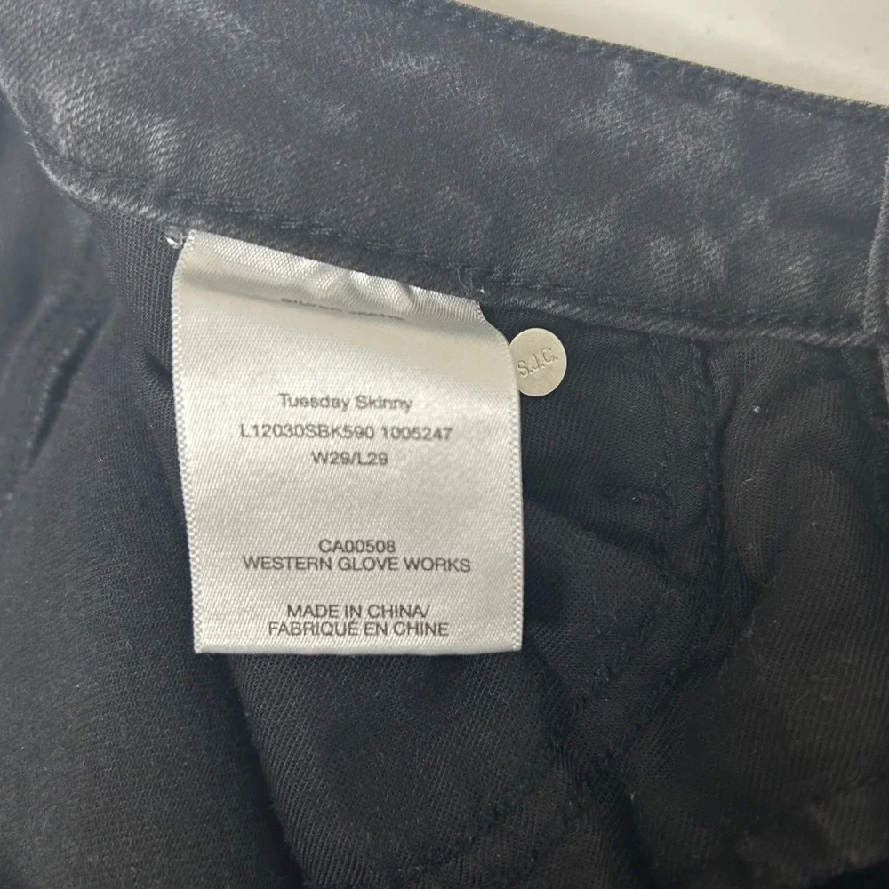 Silver Jeans Co Tuesday Skinny Womens 29 Black Frayed Raw Hem Low Rise Denim